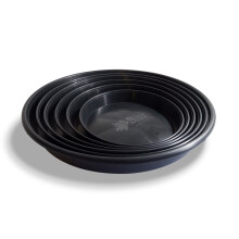 (45cm, 4) Strong Round Black Plastic Plant Pot Saucers/Water Drip Trays