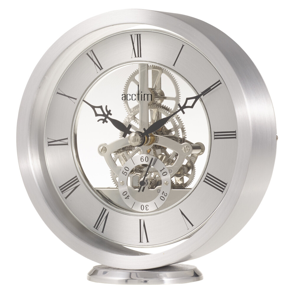 Acctim Silver Tone Skeleton Battery Mantel Clock Millendon 37027