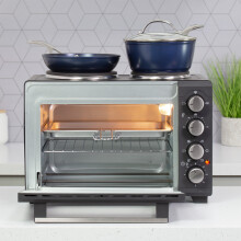 Quest 35379 26L Twin Hob Countertop Rotisserie & Convection Mini Oven