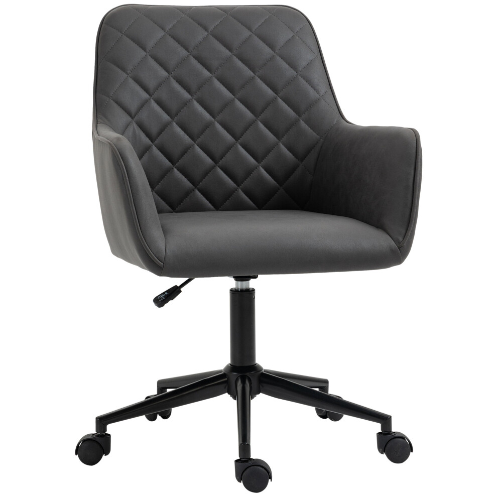 Vinsetto Argyle Office Chair Leather-Feel Fabric Home Study Leisure with Wheels