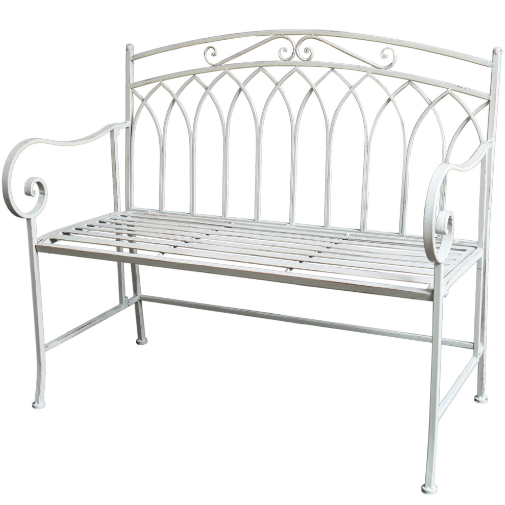 (Varesa) GlamHaus Metal Garden Patio Furniture Bench-image-OPC-P9J6CY6-NEW