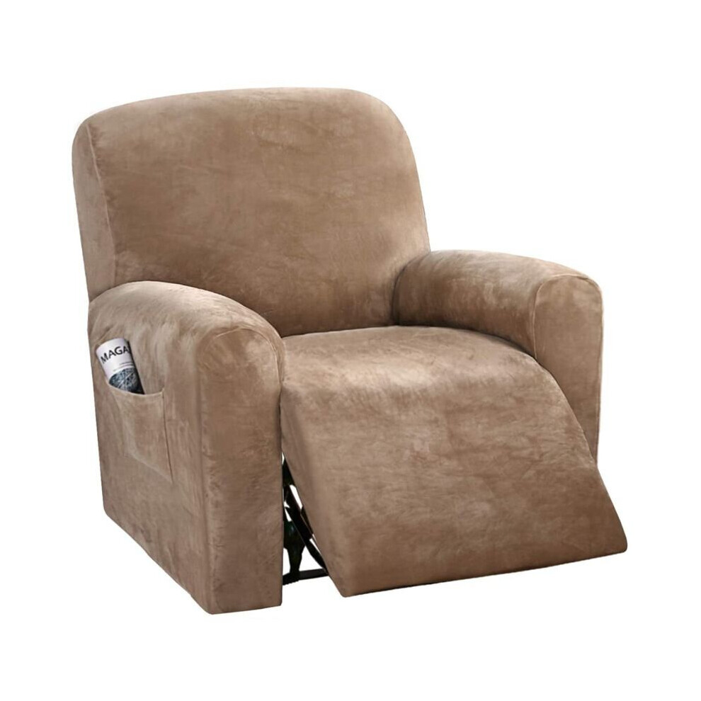 (Camel) Recliner Chair Cover Soft Recliner Slipcover for Living Room Sofa Couch Armchair Cover
