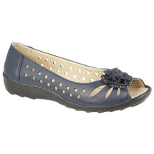 (Navy, UK 5) Women Open Toe Sandal Slip On Pumps Comfort Shoe