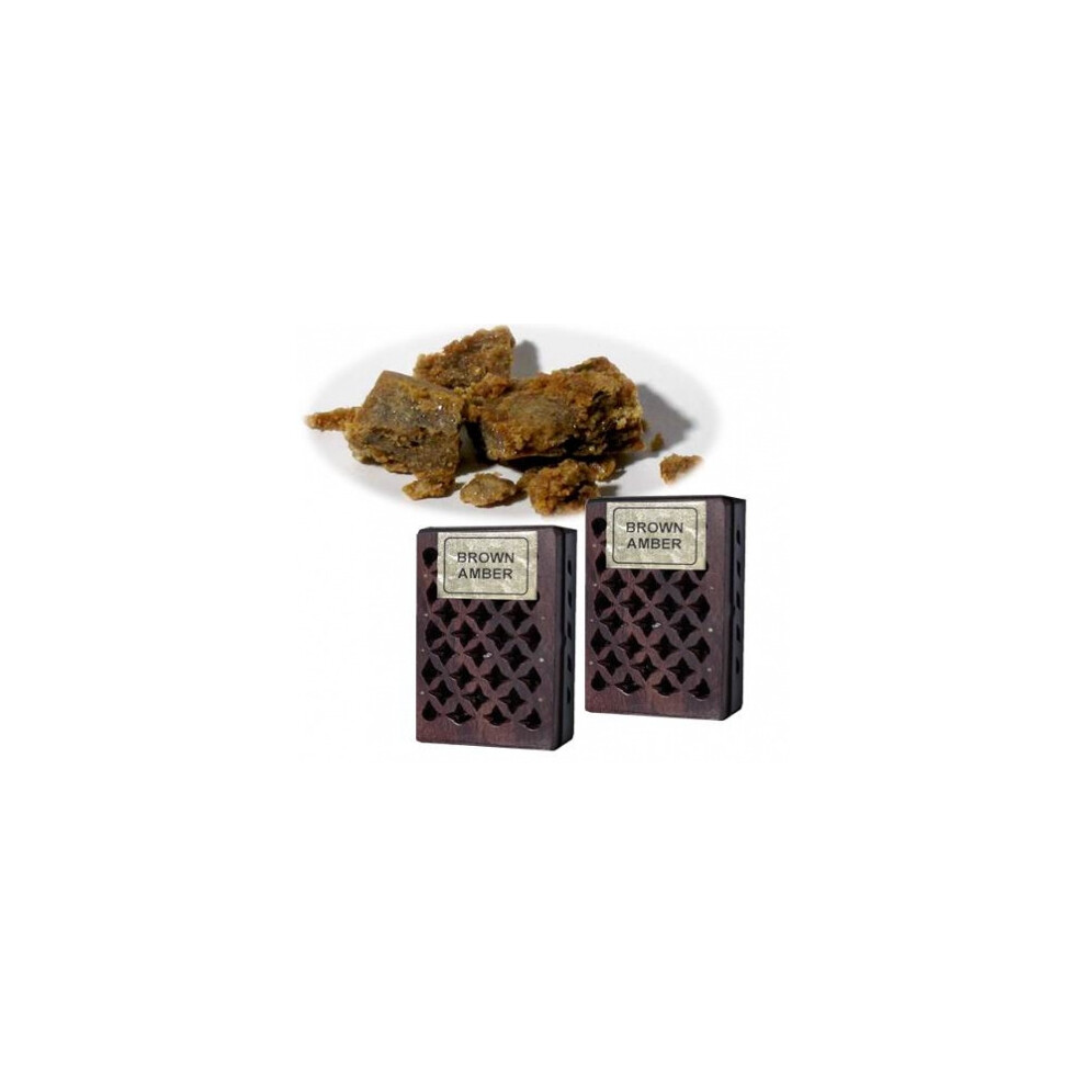 ( Amber) Incense Resin In Wooden - Box Brown/Amber