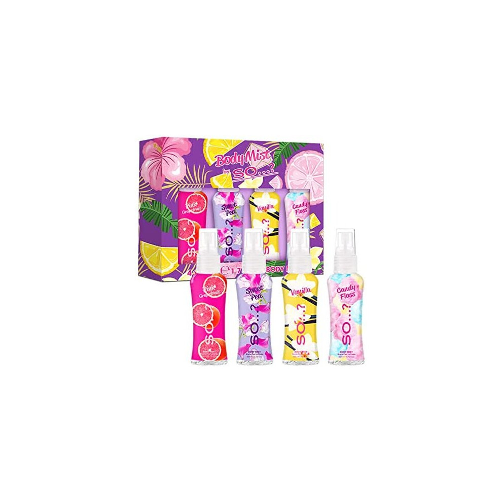 So?? Body Mist By Soâ¦? Womens Mini Mist Body Spray Fragrance Gift Set 4X50ml