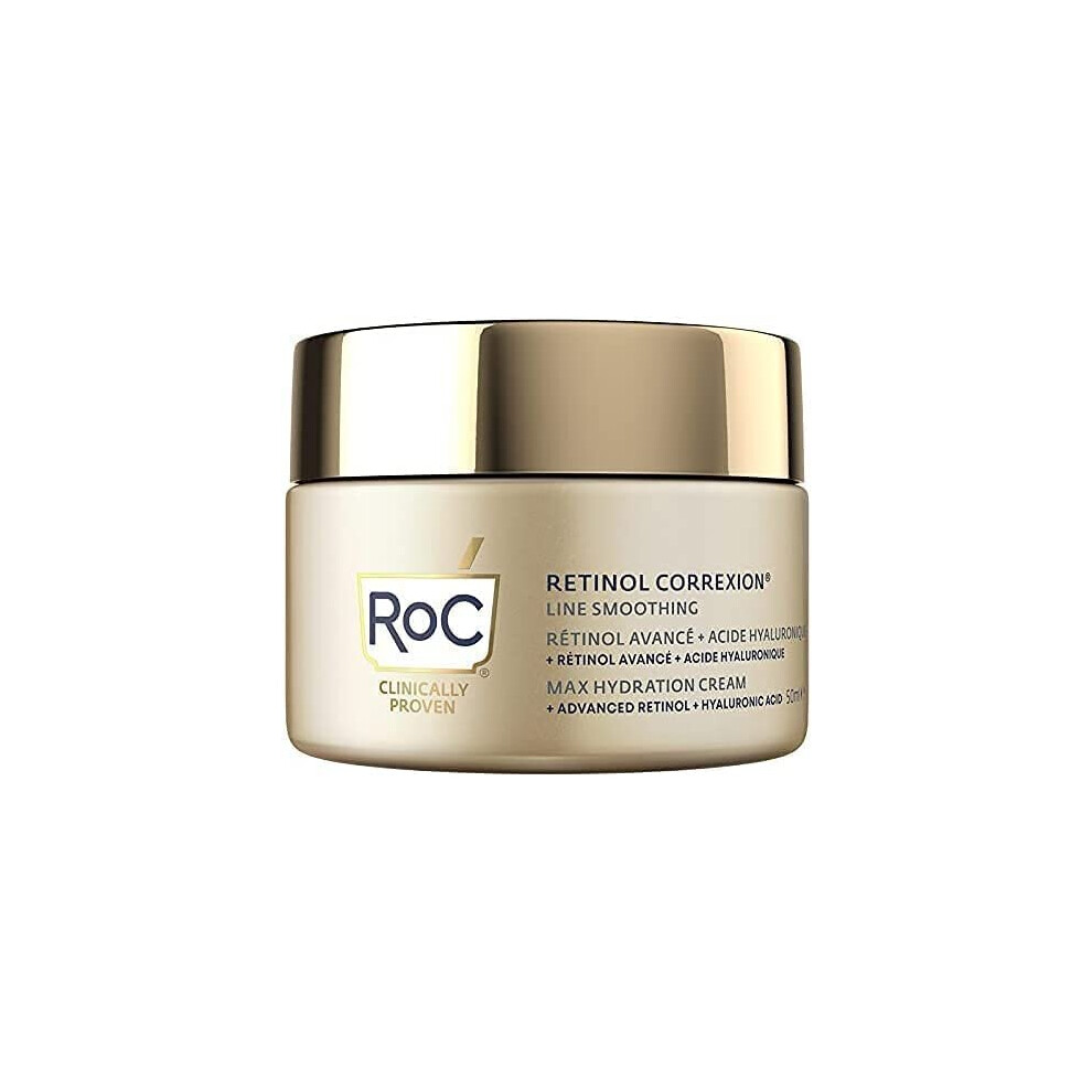 RoC - Retinol Correxion Line Smoothing Max Daily Hydration - Intensive Anti-Wrinkle and Anti-Aging Face Moisturiser - with Hyaluronic Acid - 50 ml
