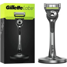 Gillette Labs Men's Razor with Exfoliating Bar + 1 Blade Refill & Premium Magnetic Stand