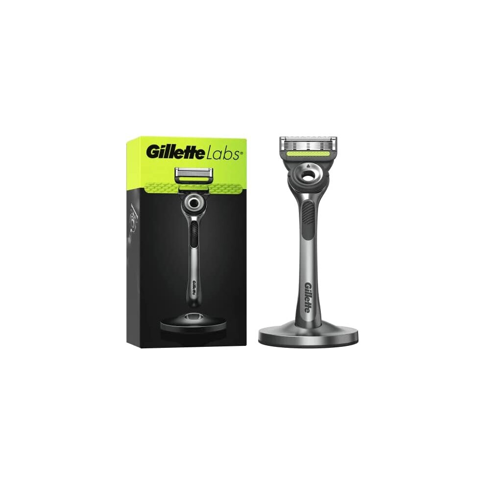 Gillette Labs Men's Razor + 1 Razor Blade Refill, With Exfoliating Bar, Includes Premium Magnetic Stand