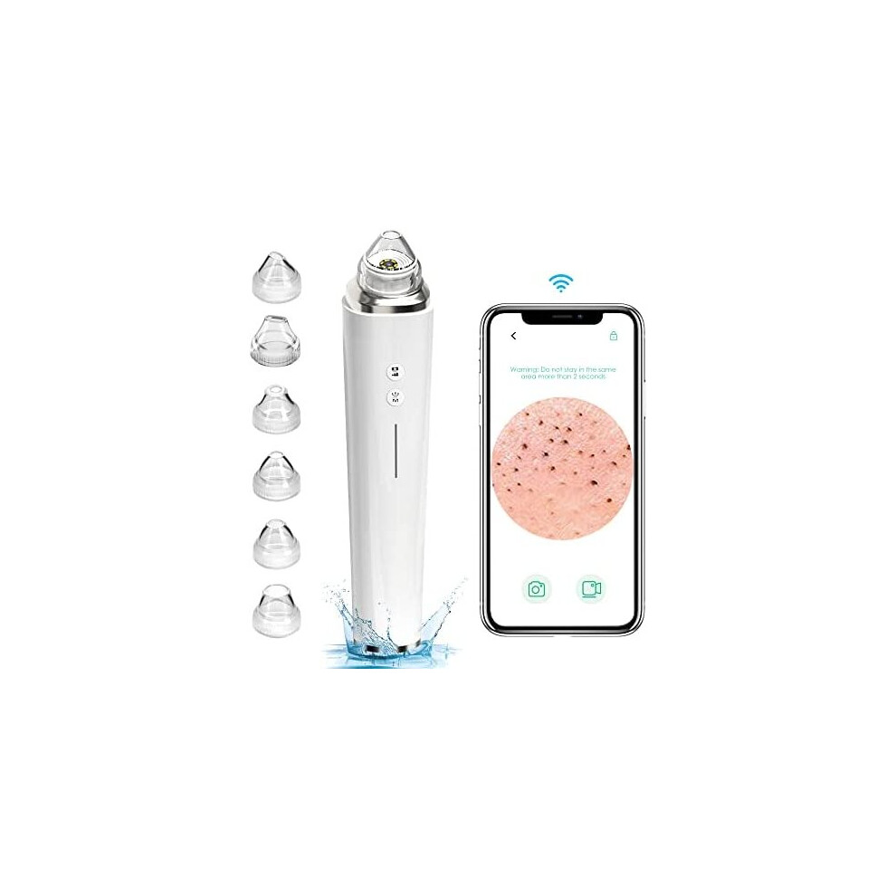 Blackhead Remover Pore Vacuum, Upgraded WIFI Visible Facial Pore Cleanser with HD Camera Pimple Acne Comedone Extractor Kit with 6 Suction Heads USB