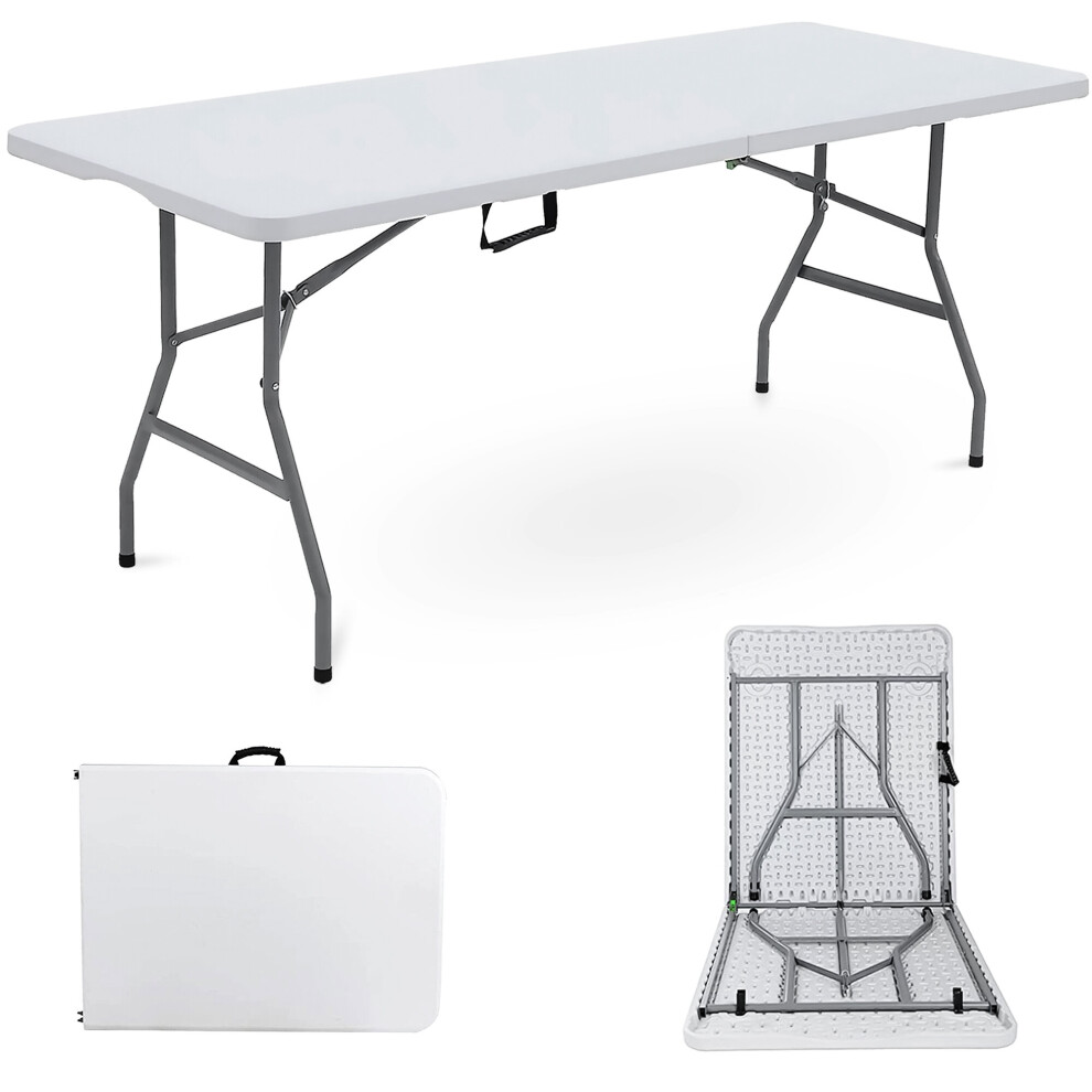 Denny International 6Ft Camping Catering Heavy Duty Folding Table Trestle Picnic Bbq Party White