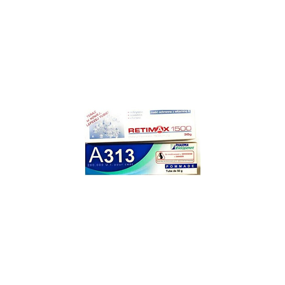 A313 & Retimax 1500 ( 2 pack ) Retinol Vitamin A Retinal Wrinkle Acne Pigmentation Scars Blemish Cream & Gel 80g