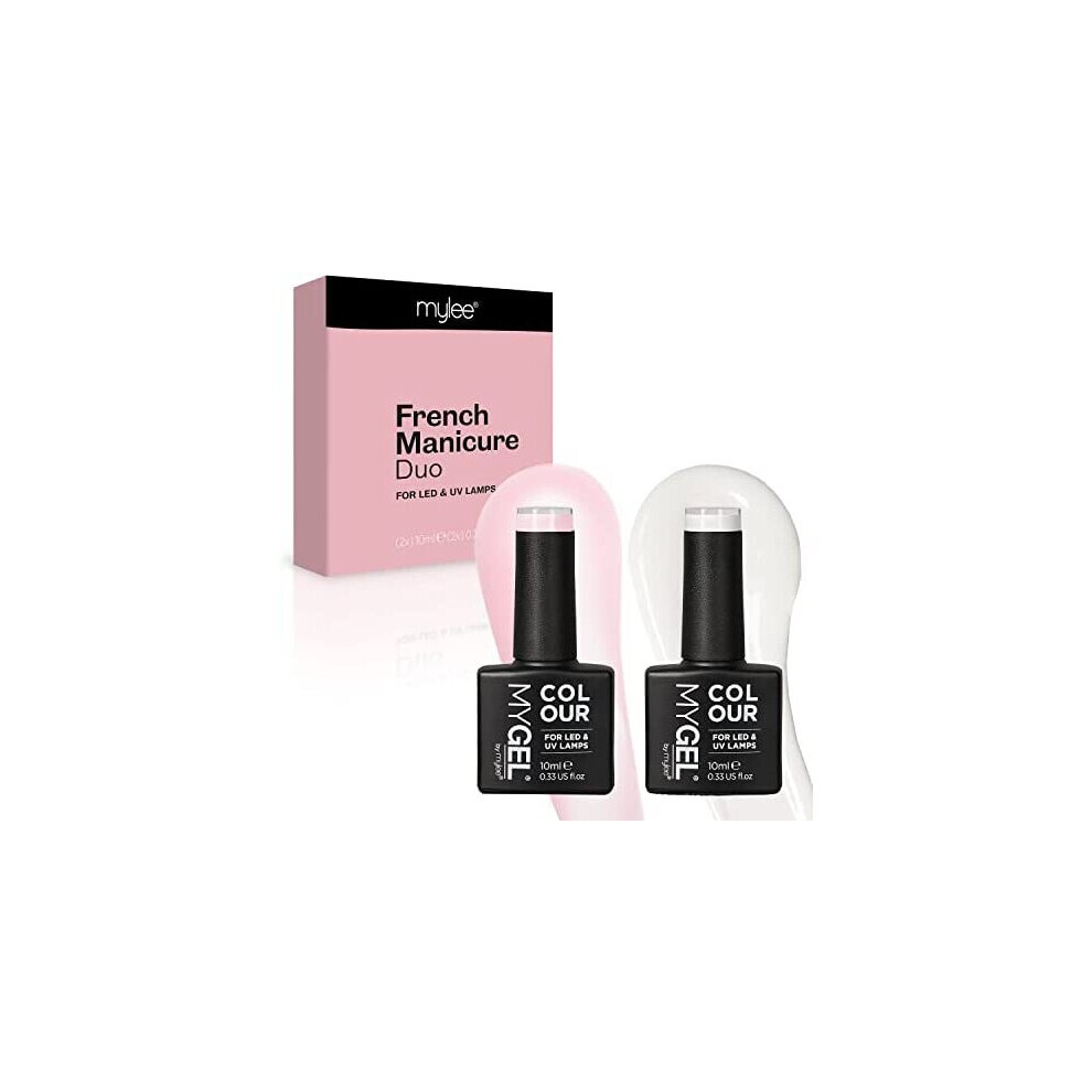 MYGEL by Mylee French Manicure Duo Gel Polish 2x10ml UV/LED Soak-Off Nail Art Manicure Pedicure for Professional, Salon & Home Use - Long Lasting &