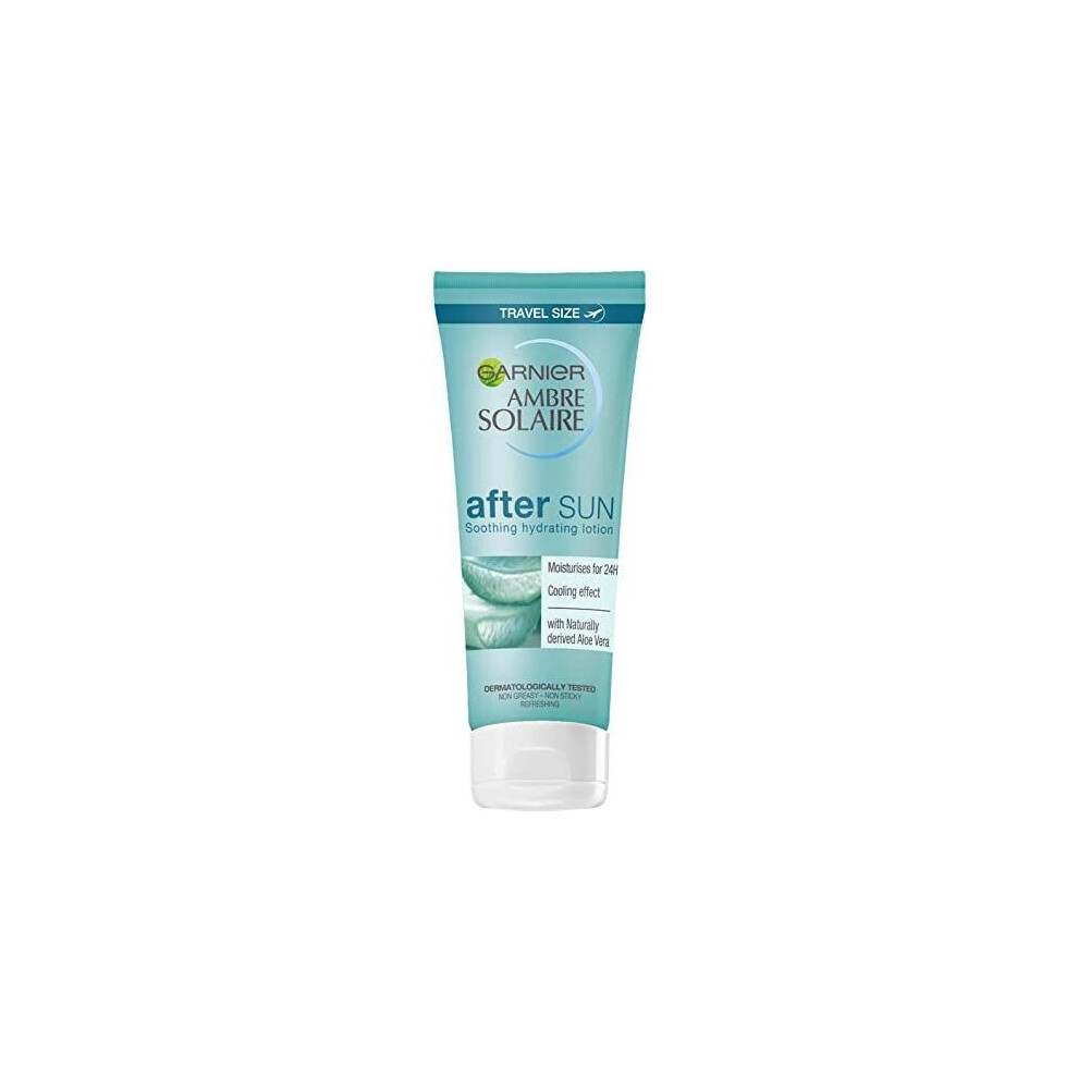 Garnier Ambre Solaire Travel After Sun Lotion, Soothing And Calming Aftersun Enriched With Aloe Vera, Handy Travel Size 100 Ml