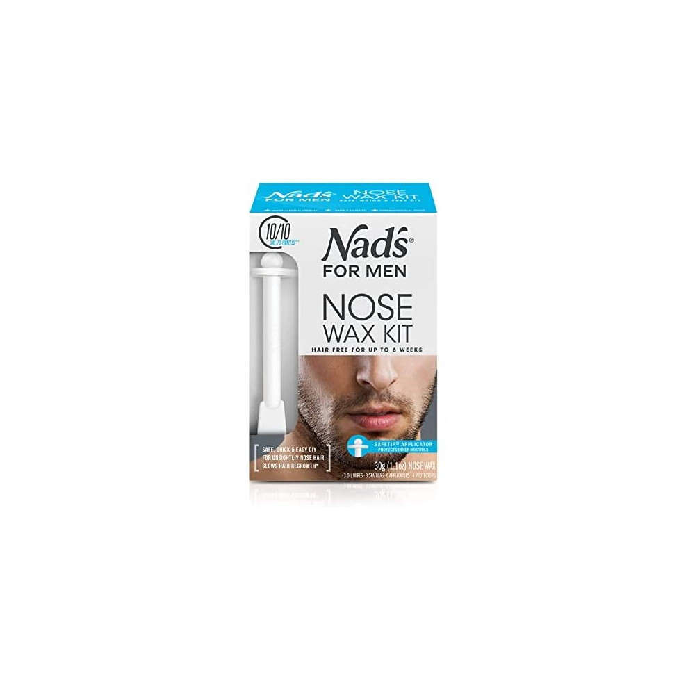 Nads Nad's For Men Nose Waxing Kit, Nose Hair Removal, Nose Wax, Wax Kit Includes 30G Hard Wax, 4 Moustache Protectors, 6 Applicators, 3 Spatulas, 3