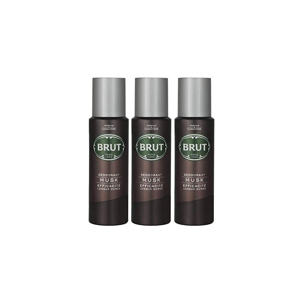 Brut Deodorant Body Spray Musk Long Duree 200ml THREE PACK