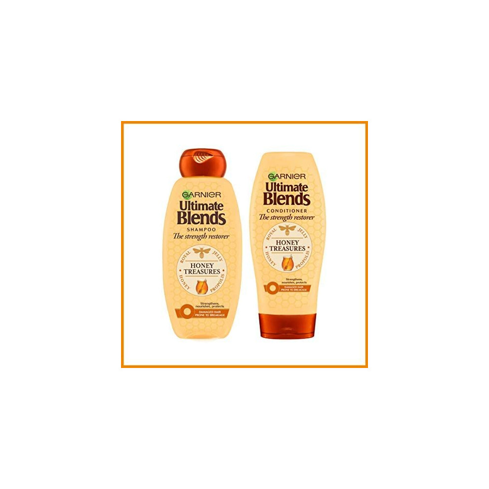 Garnier Ultimate Blends Honey Treasures Shampoo & Conditioner Set | Strengthening for Dry Damaged Hair 360 ml