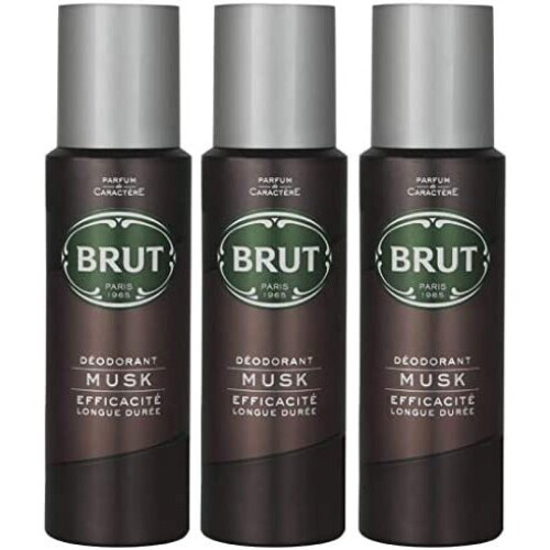 Brut Brut Deodorant Body Spray Musk Long Duree 200ml THREE PACK 2