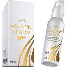 Vitamins Hair Serum Keratin Treatment - Biotin Collagen and Coconut Oil Hydrating Moisturiser for Frizzy Dry Damaged Hair - Anti Frizz Heat Protection