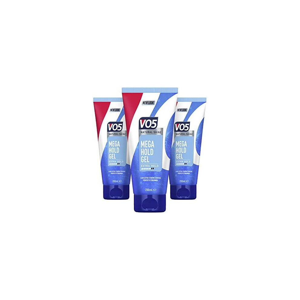 Vo5 Mega Hold 24 Hour Control Styling Gel For controlled, Natural Hairstyles 200 ml, Pack Of 3