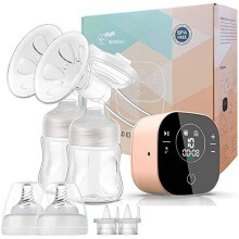 Electric Double Breast Pump, Breastfeeding Pump with 2 Modes & 10 Levels,Ultra-Quiet Rechargeable Milk Pump for Travel&Home