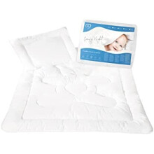 Baby Comfort Quilted Duvet & Pillow Filling Set 100% Cotton Cot, Cot Bed Size White Bear Design (120x90 cm)