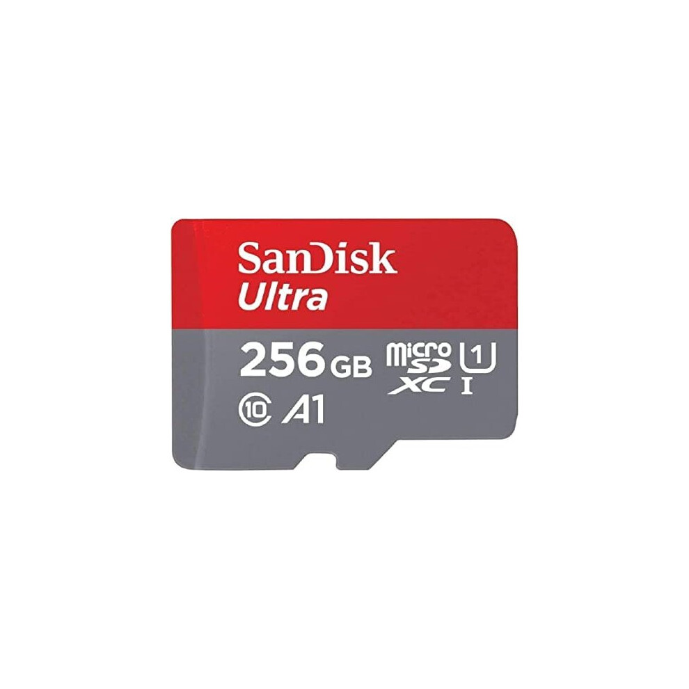 SanDisk Ultra 256GB microSDXC Memory Card + SD Adapter with A1 App Performance Up to 120 MB/s, Class 10, U1, Red/Grey