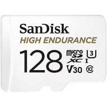 SanDisk High Endurance 128GB microSDXC Card + SD Adapter for Dashcams & Home Monitoring - 100MB/s Read, 40MB/s Write, Class 10 U3 V30, 20,000 hrs
