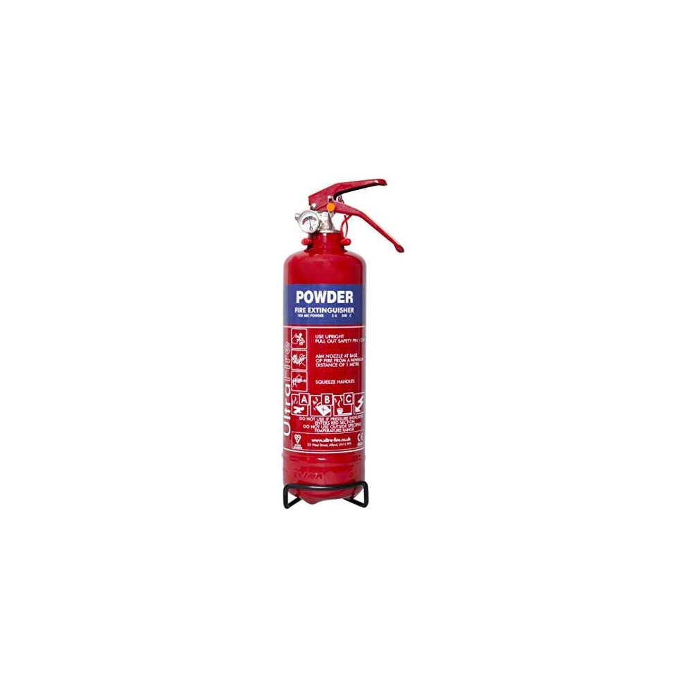 UltraFire 1kg Powder Fire Extinguisher - Car, Taxi, Caravan, Camping, Boat - Kitemarked EN3