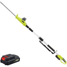 Cordless Pole Hedge Trimmer, Telescopic Long Reach 20V 2000mAh Li-ion Battery, Electric Cutter, 65CM Blade, Cutting Length 51CM , 16mm Tooth Opening