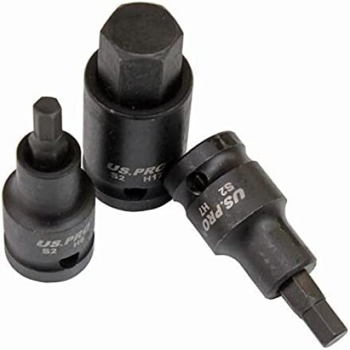 us pro US PRO Tools 10pc Impact Hex Bit Socket Set 1/2" Drive 4mm to 19mm 3593 1