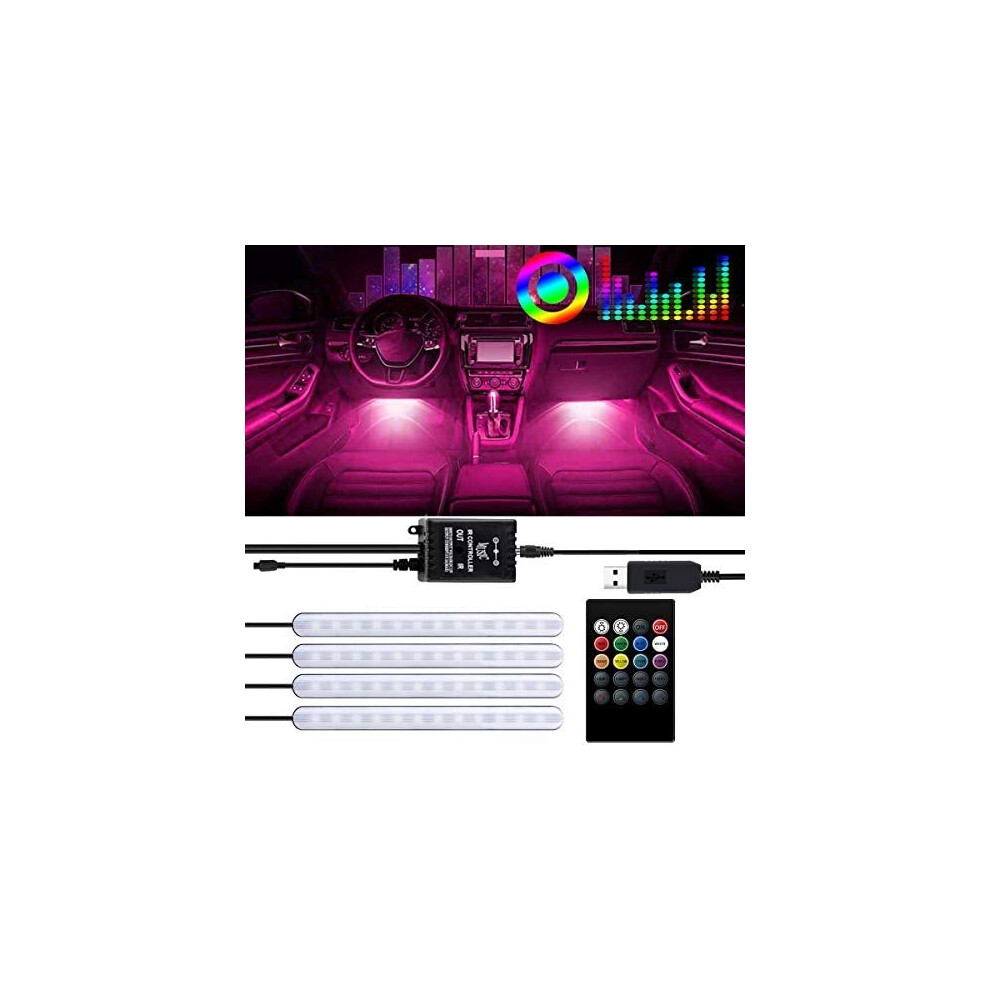 Car Led Strip 4Pcs 48Led Dc 12V Led Car Interior S Multicolor Music Under Dash Ing Kit Rgb With Sound Active Function, Wireless Light 8784596096266
