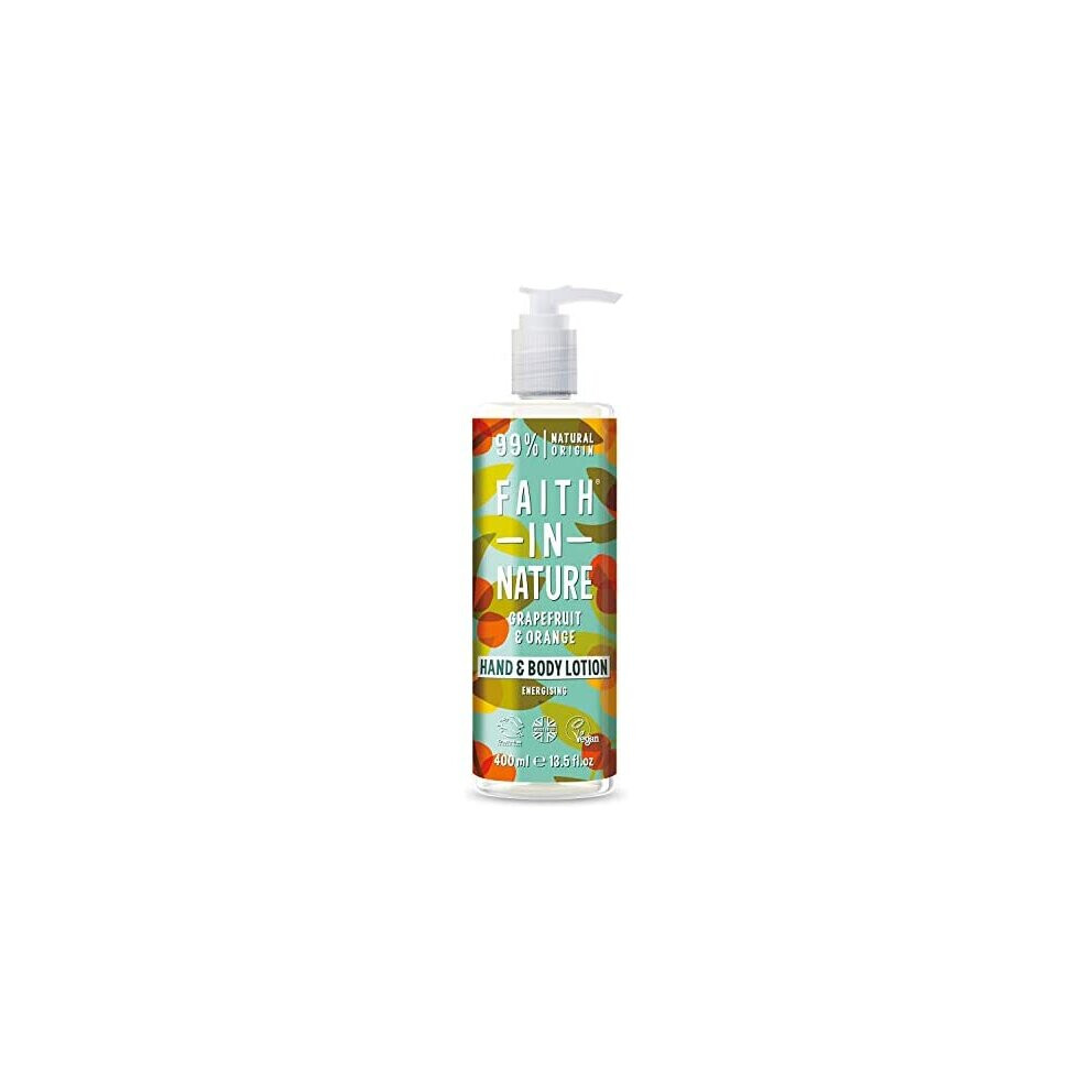 Faith In Nature Orange Natural Grapefruit And Hand And Body Lotion, Energising, Vegan And Cruelty Free, No Sls Or Parabens, 400 Ml