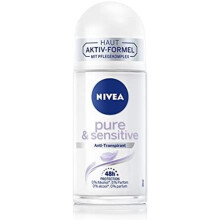 NIVEA Pure & Sensitive Roll-On Deodorant (50 ml), Deodorant with 48 Hour Antiperspirant Protection for Sensitive Skin, Nourishing Deodorant without