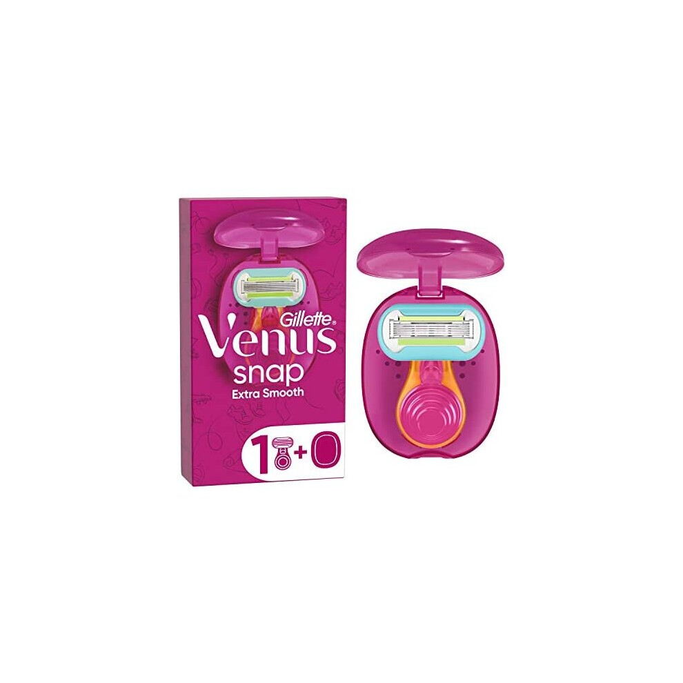 Gillette Venus Extra Smooth Snap Women's Razor + 1 Razor Blade Refills, Mini Handle, Lubrastrip With A Touch Of Avocado Oils