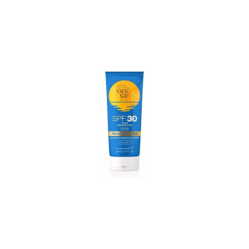 Bondi Sands Fragrance Free Sunscreen Lotion SPF 30 | Non-Greasy Broad-Spectrum Formula Moisturises, Soothes, and Protects Skin, Water Resistant Up To