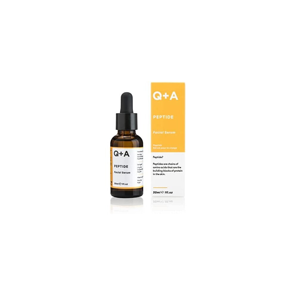 Q+A Peptide Facial Serum. A Powerful anti-ageing Peptide Face Serum To Revitalise Your skin. 30ml/1fl.oz