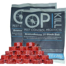 Opkill Rat Poison & Mouse Killer TWIN PACK 600g Strongest Bait Available Weatherproof Fast Acting and Safe For Professional and Domestic use