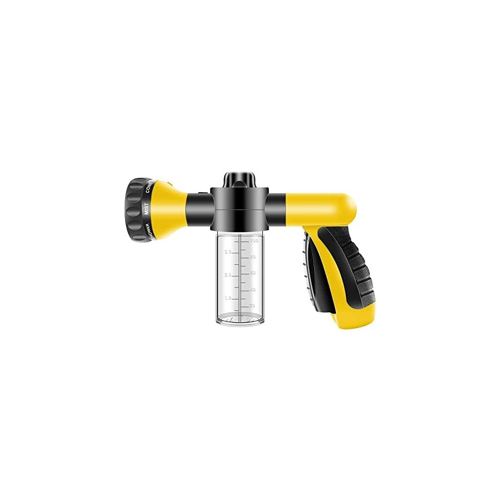 CUQOO Garden Hose Spray Gun – High Pressure Garden Hose Attachment with Reservoir for Soap/Fertiliser | 8 Mode Jet Wash Sprinkler | Hose Pipe