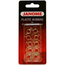 10 Janome Plastic Bobbins (Part No. 200122717)