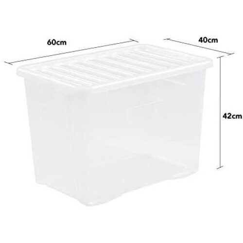 Wham WHAM 3-Pack Crystal Clear Storage Boxes with Lids, 80L Each 1