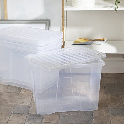 Wham WHAM 3-Pack Crystal Clear Storage Boxes with Lids, 80L Each 2
