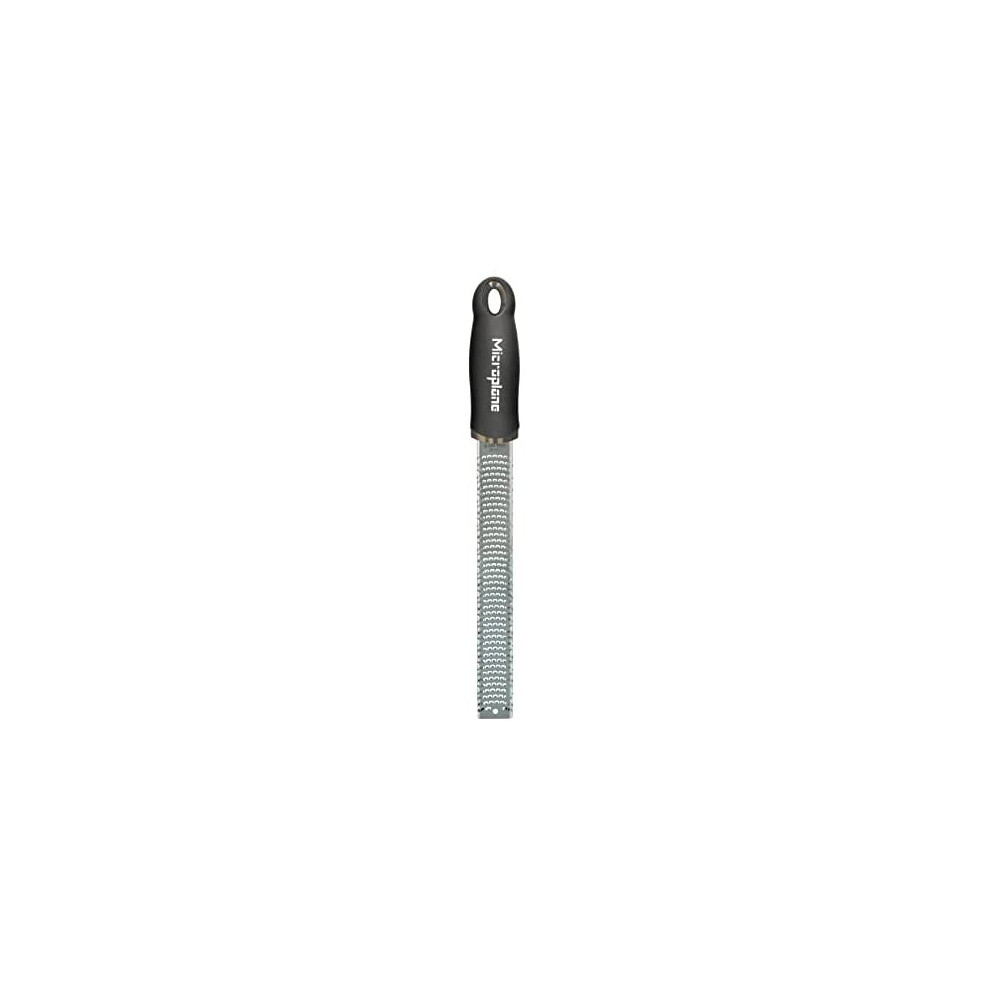 Microplane Zester Grater in Black for Citrus Fruits, Hard Cheese, Ginger, Chocolate and Nutmeg with Fine Stainless Steel Blade - Made in USA