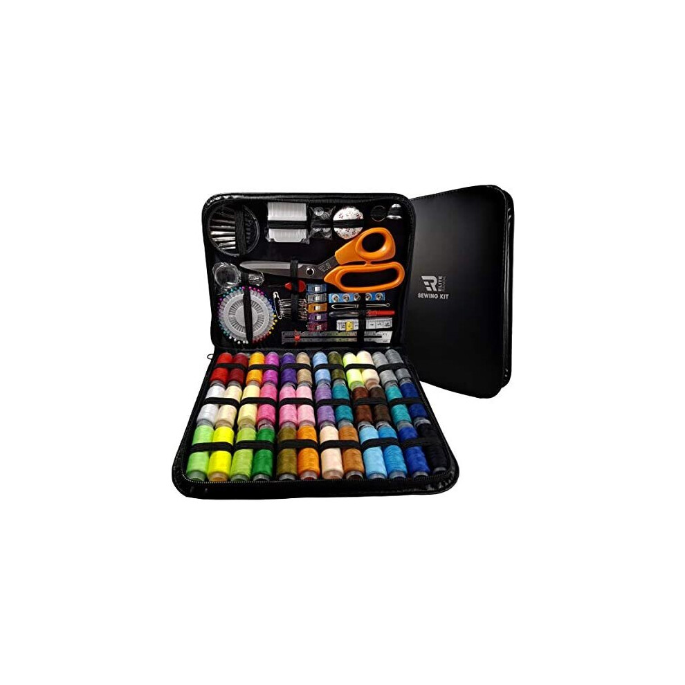 Elite Range Professional Sewing Kit XXL Portable Sewing Accessories Bag Includes Tailor Scissors, 36 Threads, 30 Needles and Many More Supplies for