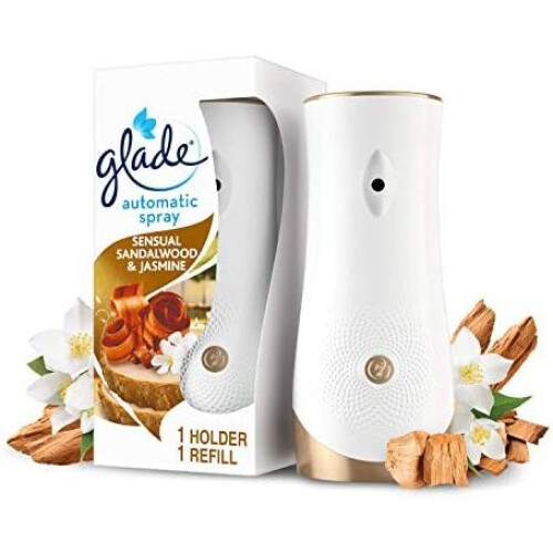 Glade Automatic Air Freshener Spray, Auto Spray Odour Eliminator & Room Fragrance, Starter Kit with Holder & Refill, 269 ml, Sandalwood & Jasmine, 1