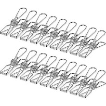 Skroad 100 Pack Clothes Pegs, Stainless Steel Laundry Hanging Clothesline Clips for Clothes, Paper Files, Snacks Seal