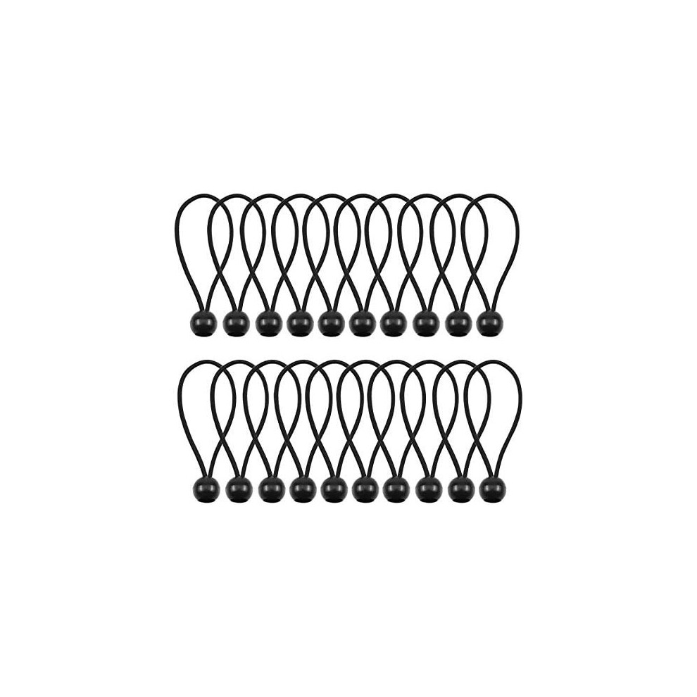 Fodlon Bungee Cords, Tarp Ties 20Pcs Elastic String Cord Black Wrapping Rope Flexible Bungee Cords Ball Tarpaulin Cord Adjustable Bungee Straps For 884017520603