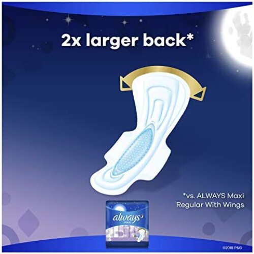 Always Always Maxi Overnight Extra Heavy Flow with Wings, Unscented Pads 27 Count (Jumbo) 2
