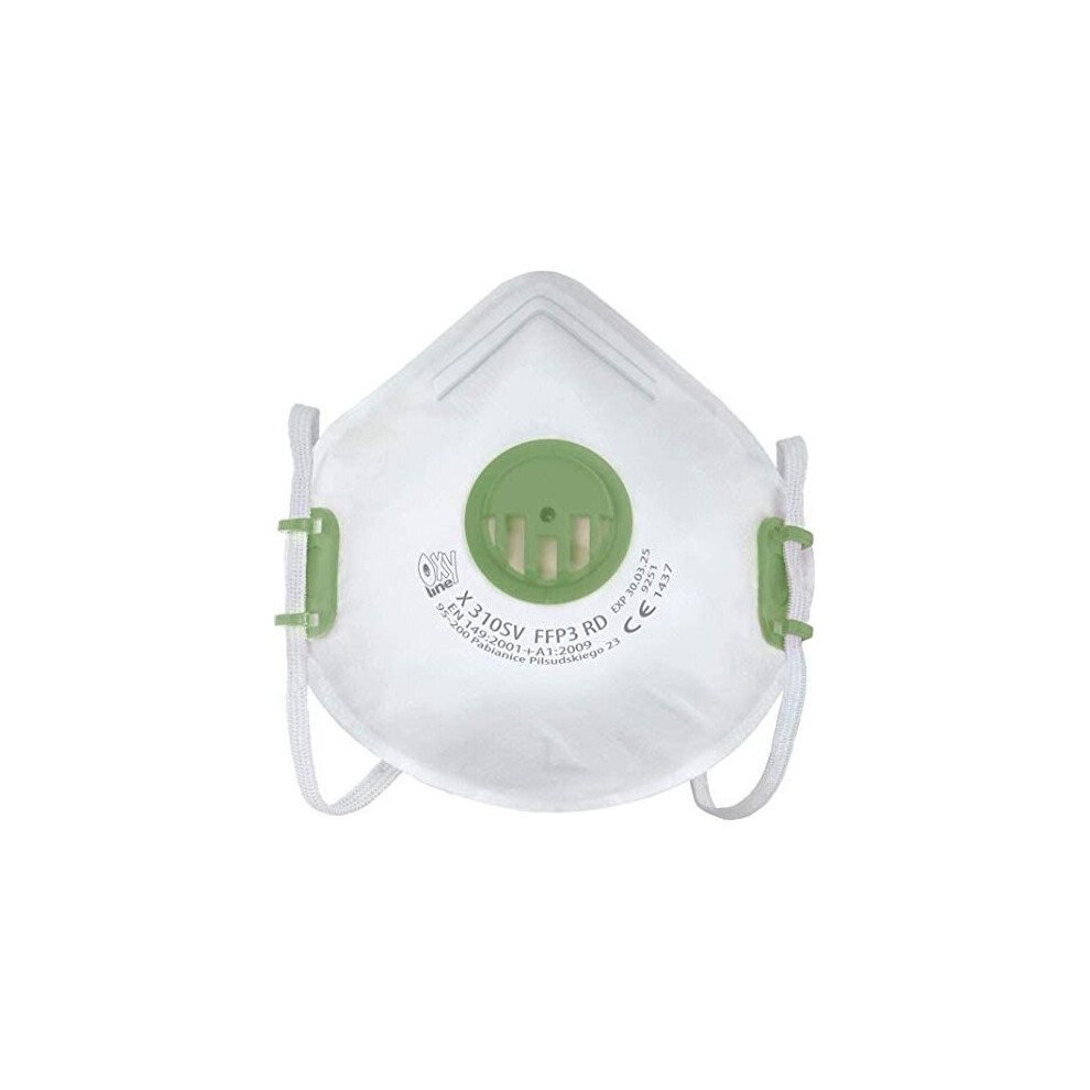 Oxyline X 310 SV FFP3 R D Respirator Half Mask Dust Mask Breathing Mask Infection-proof Reusable Protective Mask with Valve - Pack of 10