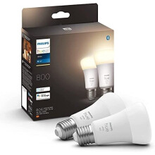 Philips Hue New White Smart Light Bulb 60W - 800 Lumen 2 Pack [E27 Edison Screw] with Bluetooth. Works with Alexa, Google Assistant, Apple Homekit.