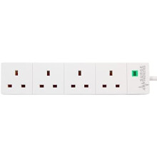 PRO ELEC PL09211 4 Gang Surge Protected Extension Lead with 8m Cable - White